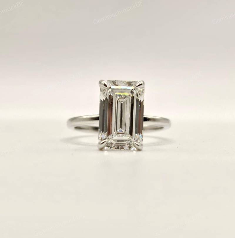 4, 60 Ct Smaragdschliff Diamant 18K Weißgold Solitär-Verlobungsring Für Frauen-Ehering-Vorschlag Ring-Braut-Ring-Versprechen Ring von GeminischmuckDE
