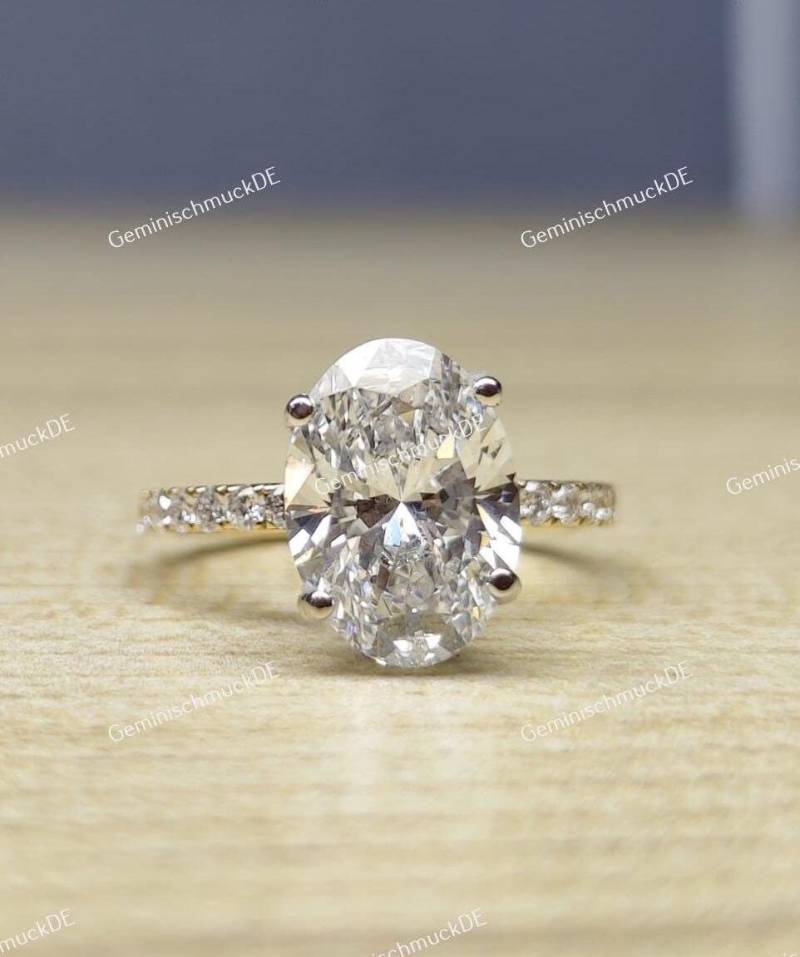 Bestätigen Sie 3.00 Ct Oval Cut Lab Anbau Diamant Versteckte Halo Verlobungsring Geschenk Für Sie 10/14K Weißgold Ehering-Braut Ring-Vorschlag Ring von GeminischmuckDE