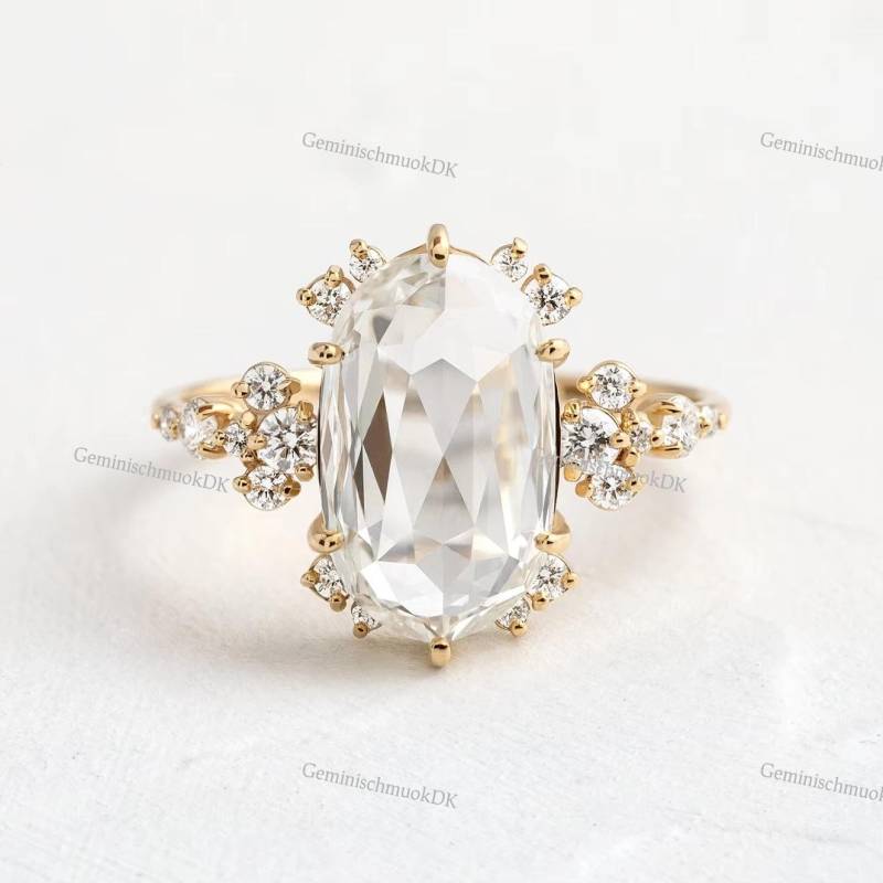 2, 75 Ct Oval Rose Cut Cluster Verlobungsring, 14K Gelbgold Art Deco Brautring-Oval Hochzeit/Jubiläum Ring Für Frauen Geschenk Sie von GeminischmuckDE