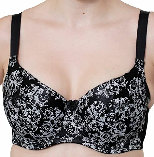 Gemm by Allsortz Damen Bügel-BH mit festem Halt, Paisleymuster, Schwarz/Weiß Gr. 80E, Black Paisley Print von Liv Lingerie