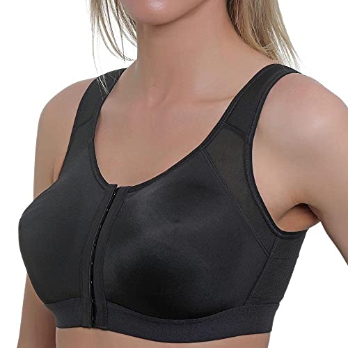 GEMM Damen Sport-BH, ohne Bügel, Übergröße, Schwarz, Schwarz , 90G von Gemm