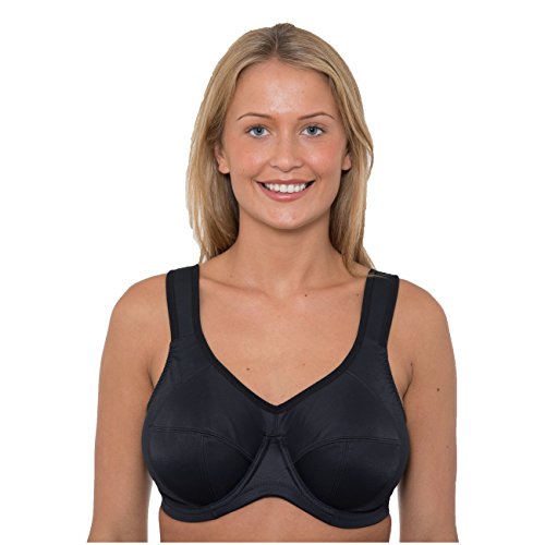 Gemm Damen Sport-BH mit Bügel, hohe Stoßfestigkeit, Übergröße, Schwarz, Schwarz , 105D Gemm Damen Sport-BH mit Bügel, hohe Stoßfestigkeit, Übergröße, Schwarz, Schwarz , 105D von Gemm