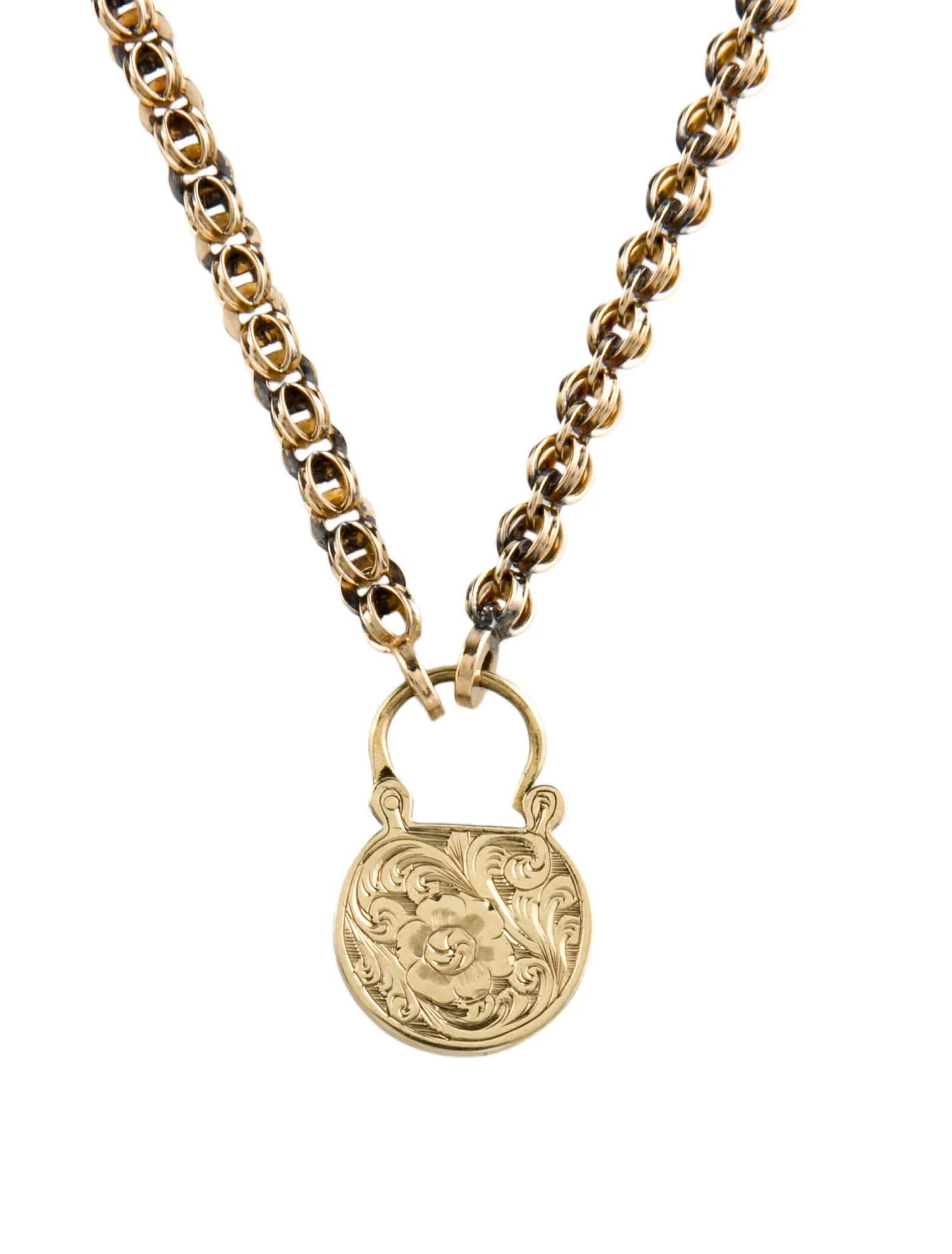 Victorian 9K Floral Padlock Pendant Necklace Victorian 9K Floral Padlock Pendant Necklace von GemmaAmans