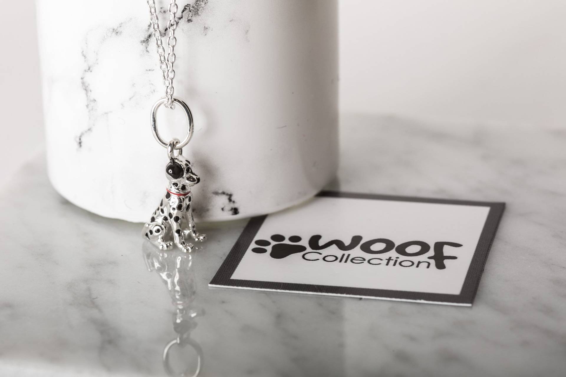 Dalmatiner Halskette Sterling Silber Mit Emaille Hund Anhänger von GemmaJJewellery