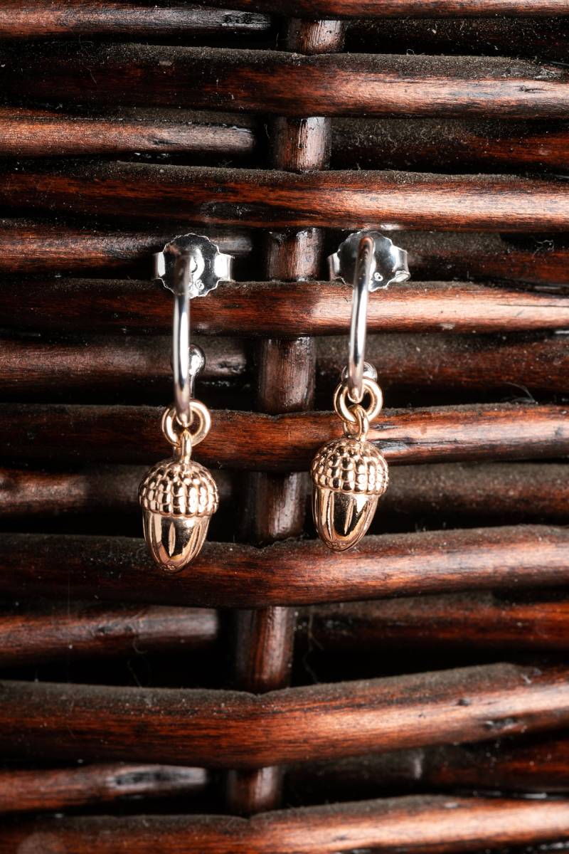 sterling Silber Eichel Creolen Rose Gold Vermeil Anhänger sterling Silber Eichel Creolen Rose Gold Vermeil Anhänger von GemmaJJewellery