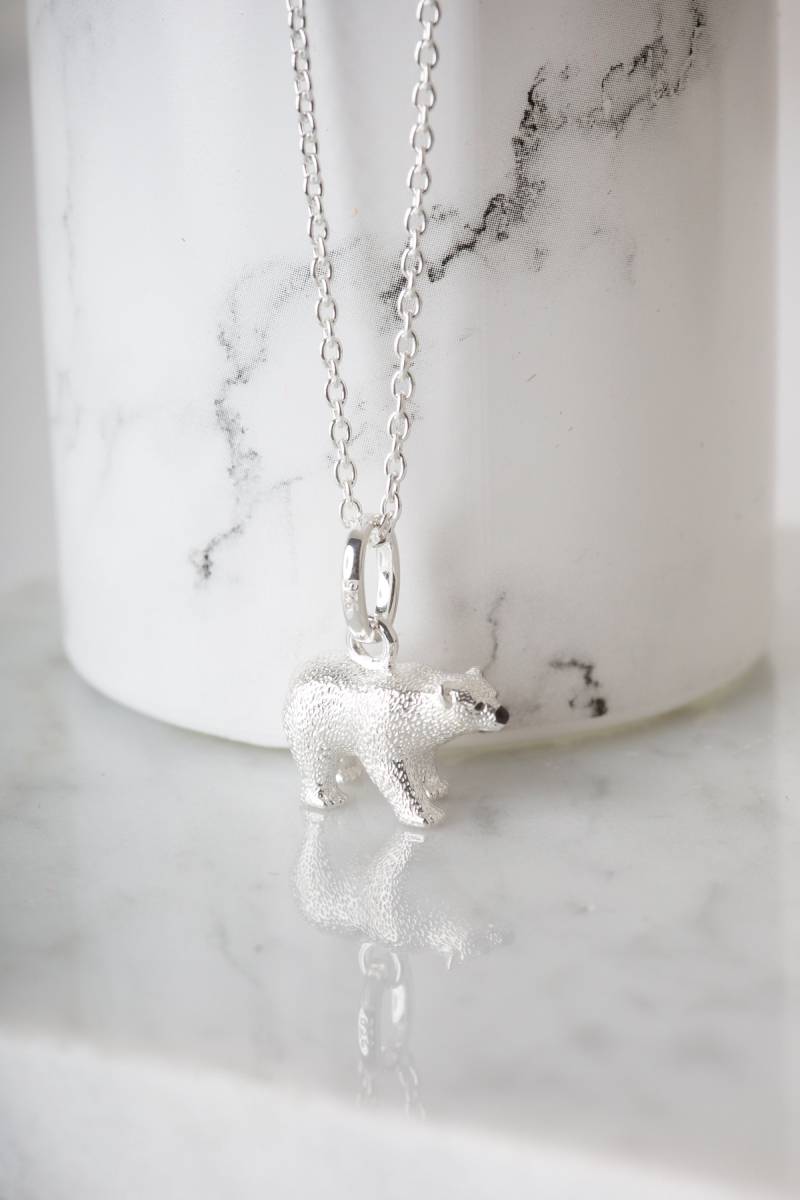 sterling Silber Eisbär Anhänger Halskette von GemmaJJewellery