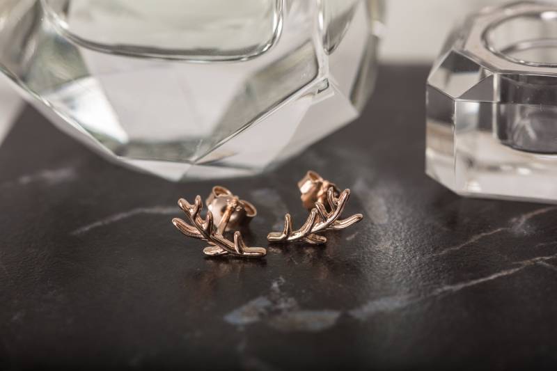 Rose Gold Vermeil Hirschgeweih Ohrstecker Rose Gold Vermeil Hirschgeweih Ohrstecker von GemmaJJewellery