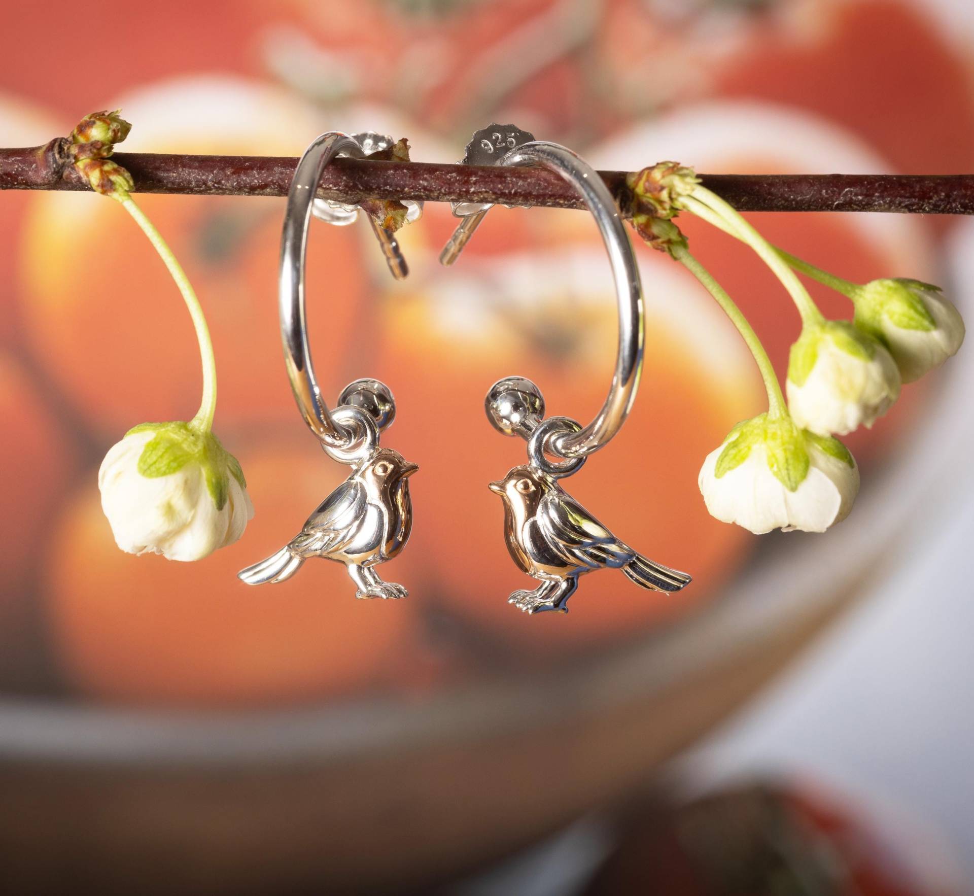 Rotkehlchen Creolen Rotgold Vermeil Schmuck von GemmaJJewellery
