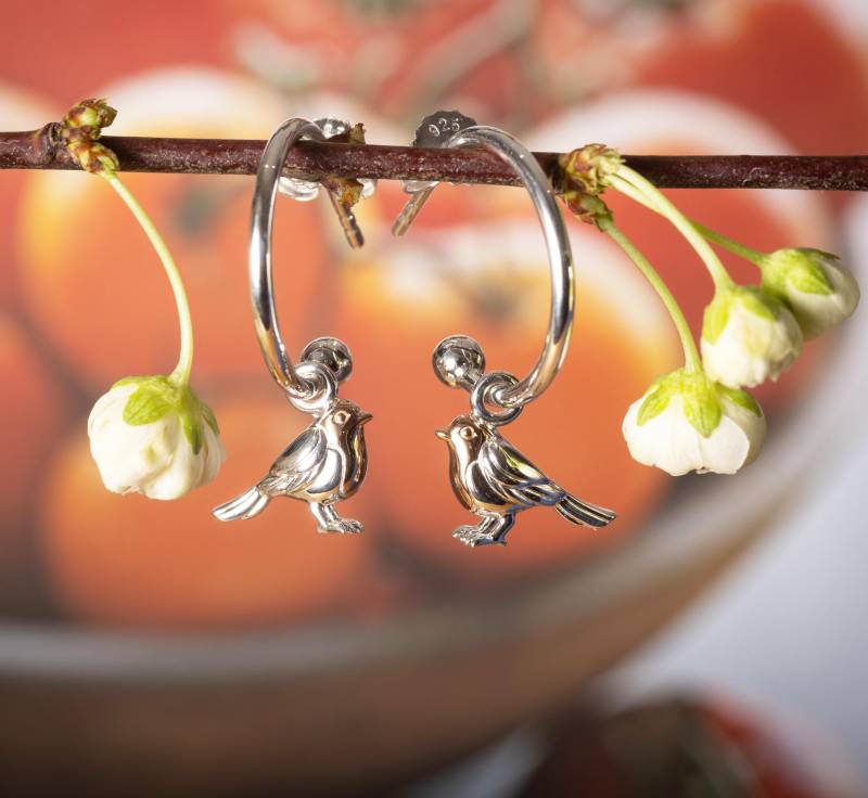 Rotkehlchen Creolen Rotgold Vermeil Schmuck Rotkehlchen Creolen Rotgold Vermeil Schmuck von GemmaJJewellery