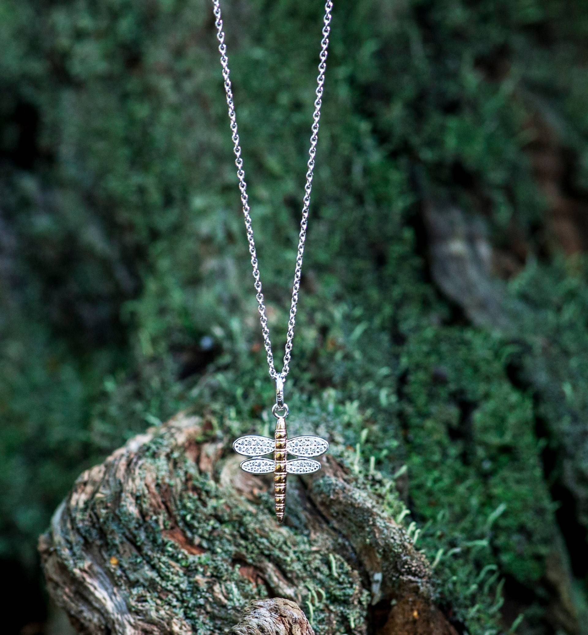 Silber Und Rose Gold Libellen Anhänger von GemmaJJewellery