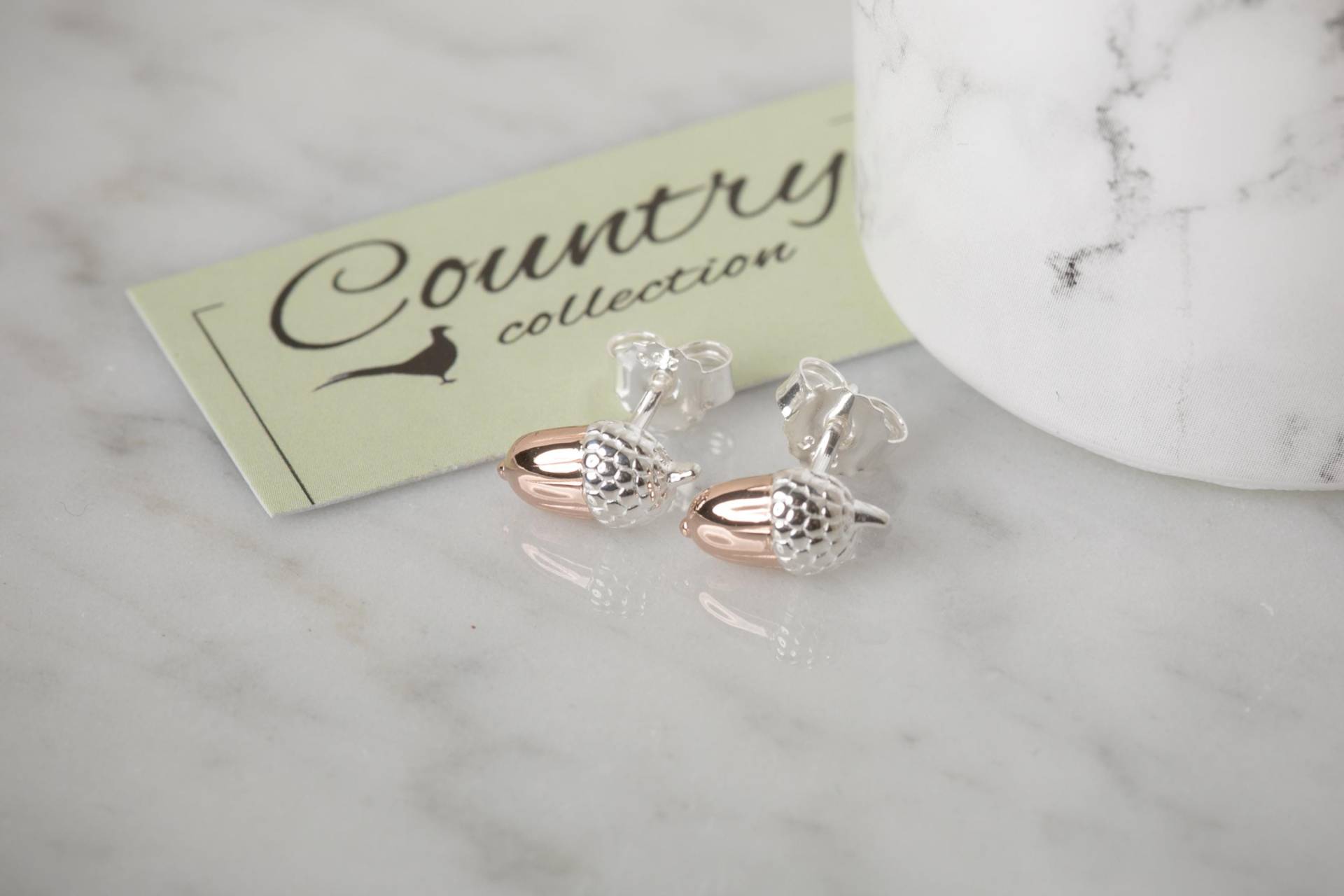 Silber Und Rosegold Eichel Ohrstecker von GemmaJJewellery