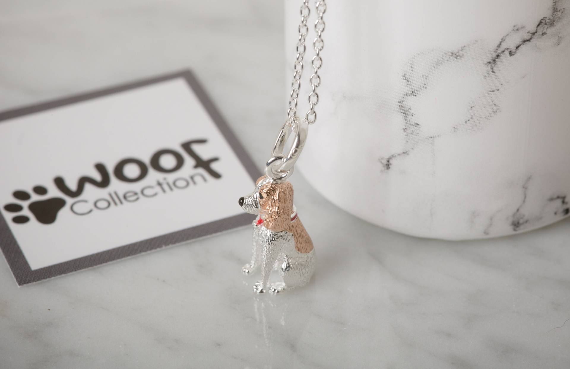 Silber & Rose Gold Spaniel Hund Anhänger Halskette von GemmaJJewellery