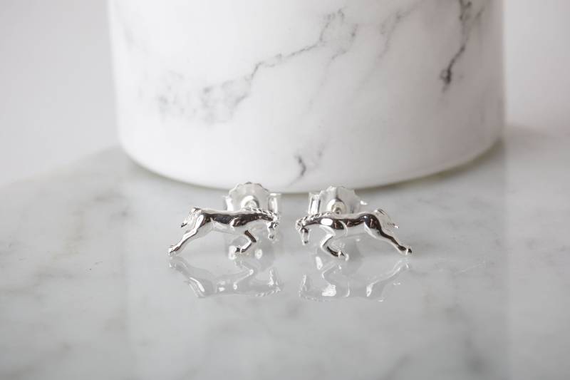 sterling Silber Springpferd Ohrstecker Reitsport Schmuck Geschenk sterling Silber Springpferd Ohrstecker Reitsport Schmuck Geschenk von GemmaJJewellery