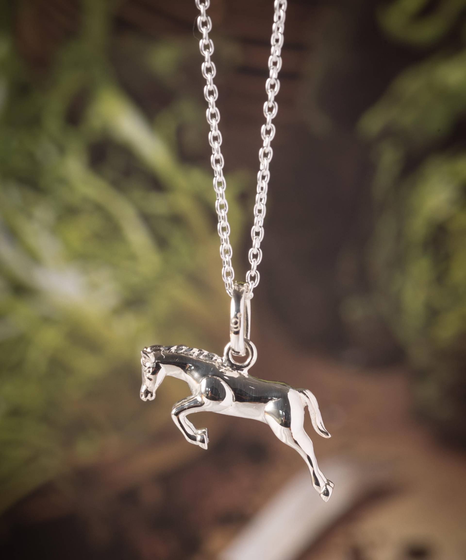 sterling Silber Springpferd Anhänger Halskette Reitsport Schmuck von GemmaJJewellery