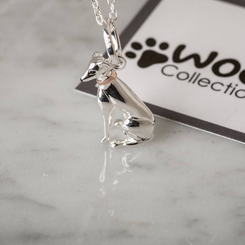 sterling Silber Windhund Anhänger Rose Gold Halsband, Verstellbare Kette sterling Silber Windhund Anhänger Rose Gold Halsband, Verstellbare Kette von GemmaJJewellery