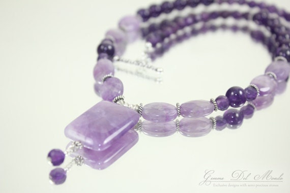 Amethyst Und Sterling Silber Halskette Mit Anhänger Amethyst Und Sterling Silber Halskette Mit Anhänger von GemmeDelMondo