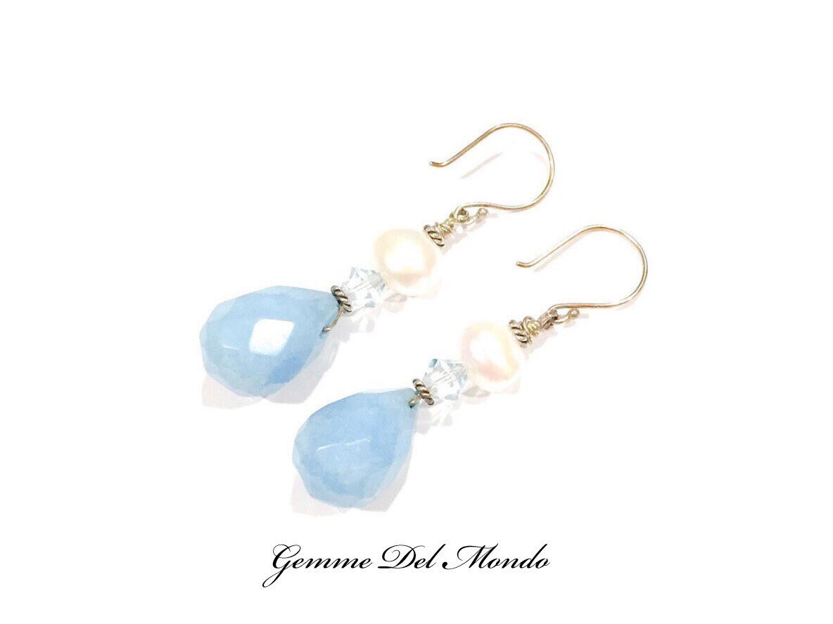 Blaue Facettierte Jade Briolette Ohrringe Blaue Facettierte Jade Briolette Ohrringe von GemmeDelMondo