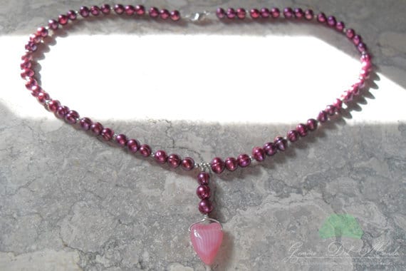 Cranberry Perlen Und Cristal Herz Halskette von GemmeDelMondo
