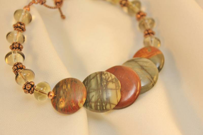 Multi Color Picasso Jaspis Und Rauchquarz Armband von GemmeDelMondo