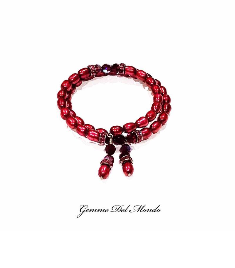 Pink Reisperlen Und Kristall Armband von GemmeDelMondo