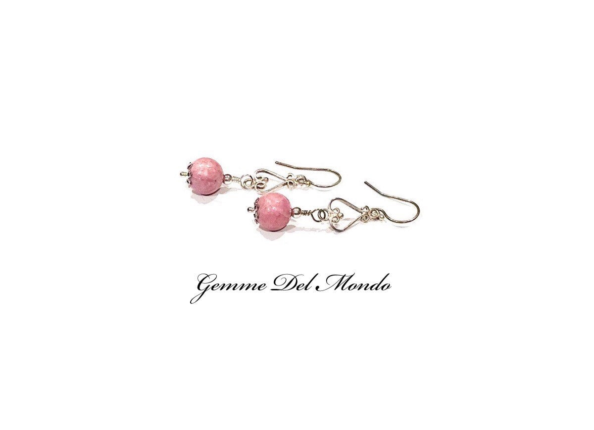 Rhodonit Und Sterling Silber Ohrringe Rhodonit Und Sterling Silber Ohrringe von GemmeDelMondo