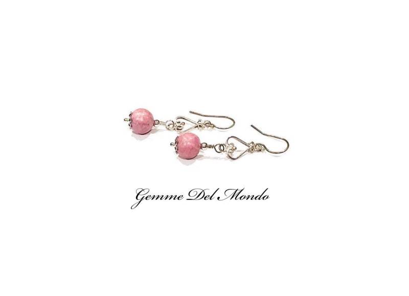 Rhodonit Und Sterling Silber Ohrringe von GemmeDelMondo