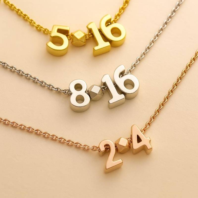 Datum Halskette-Silber Rose Gold Oder 16K Vergoldet-Benutzerdefinierte Hochzeit Halskette-Hochzeit Jahrestag Geschenk-Personalisierte Halskette-Frau von Gemnotic