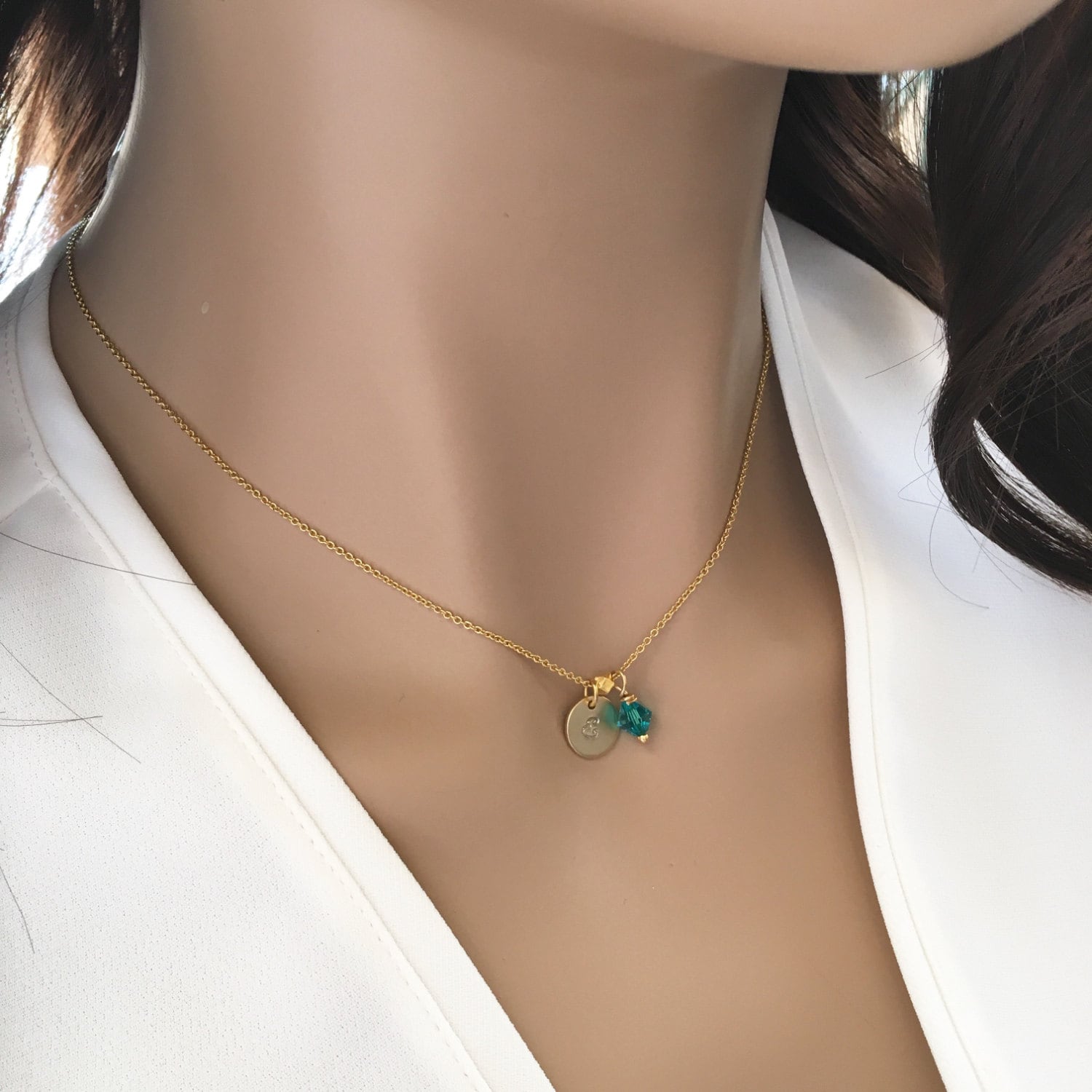 Geburtsstein Halskette Personalisiert Personalisierte Personalisierter Schmuck Zierliche Mama Initial von Gemnotic