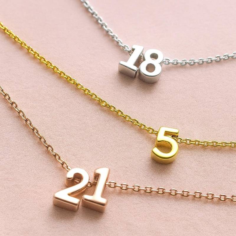 Glückszahl Halskette Doppelte Zahl Jahres-Halskette Sweet 16 Geburtstagsgeschenk 18.21.geburtstag Geschenkidee Geburtstagsschmuck von Gemnotic