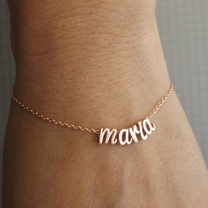 Kleinbuchstaben Cursive Name Armband Skript Geburtstagsgeschenk Für Sie Personalisierte Frau Silber Roségold Oder Vergoldet von Gemnotic
