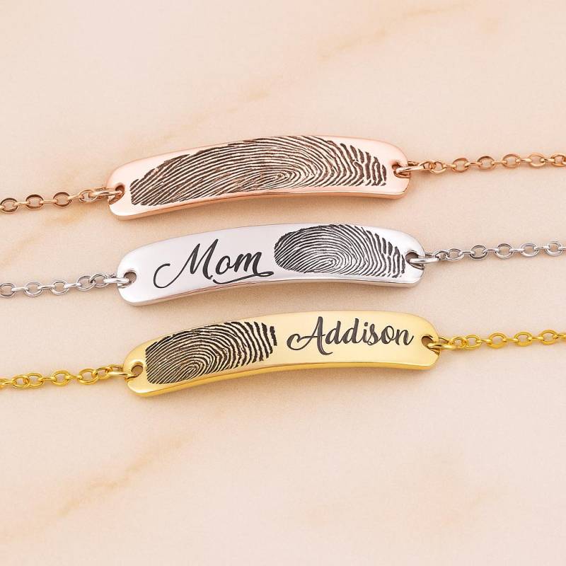 Personalisierte Fingerabdruck Armband Geschenke Für Sie Namensarmband Hochzeitstag Geschenk Bester Freund Armbandmemorial Schmuck von Gemnotic