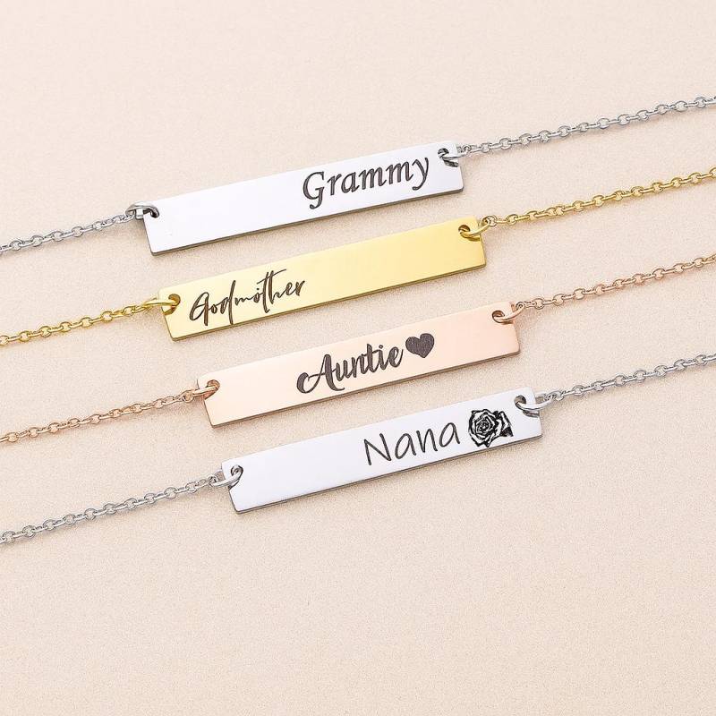 Personalisierte Name Bar Halskette, Tante Halskette Geschenk, Patin Nanna Oder Grammy Mama Personalisierte Geschenk von Gemnotic