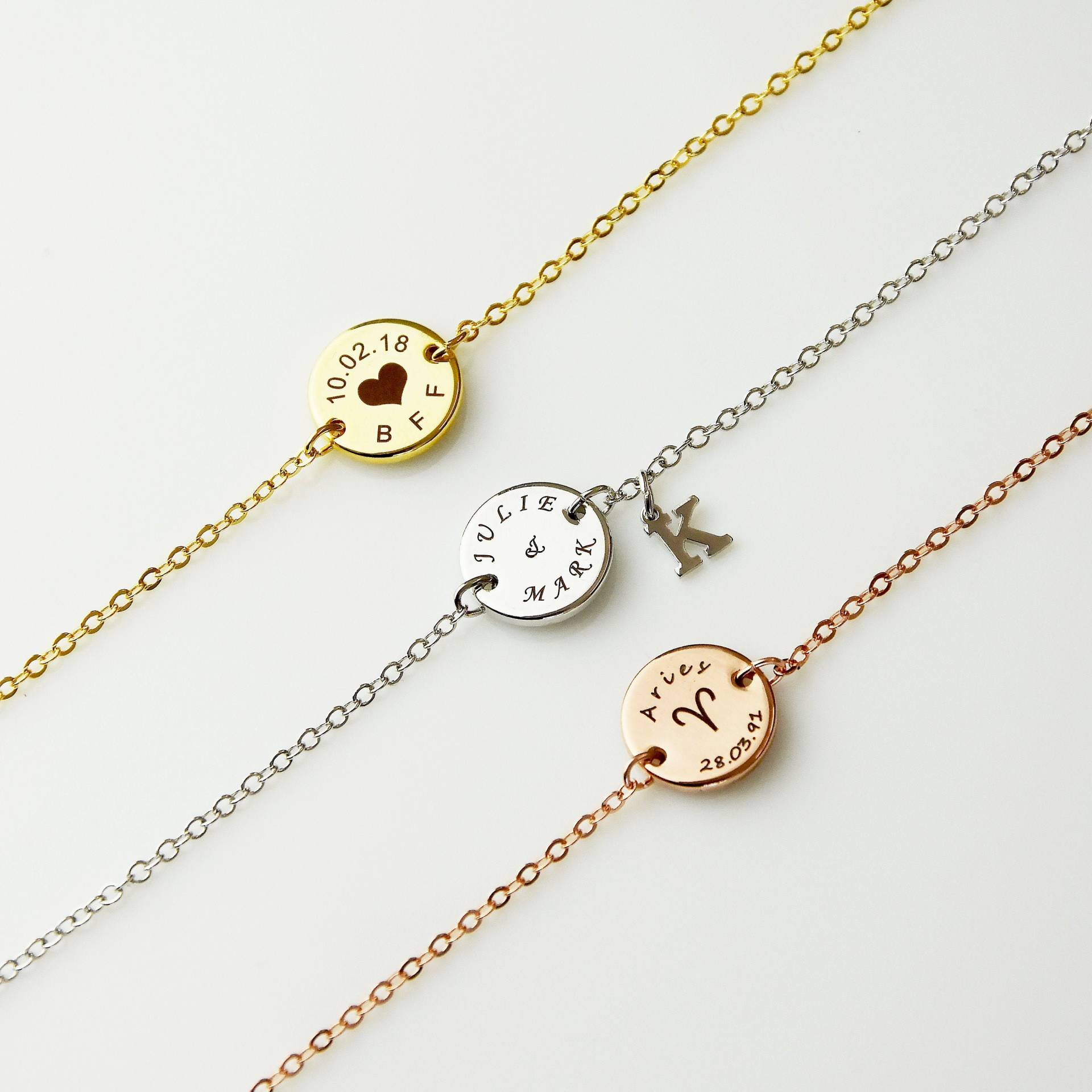 Personalisiertes Armband, Initial Benutzerdefinierte Bester Freund Geschenk, Datum Personalisierte Geschenke Für Sie, Personalisierter Schmuck von Gemnotic