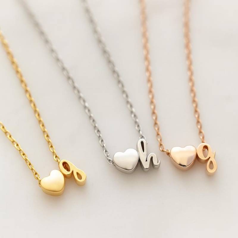 Personalisierte Herz Initial Halskette, Silber, Gold Oder Rosegold Vergoldet, Brautjungfer Geschenk von Gemnotic