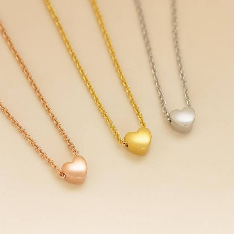 Zierliche Herz Halskette Rose Gold, Silber Oder Vergoldet von Gemnotic