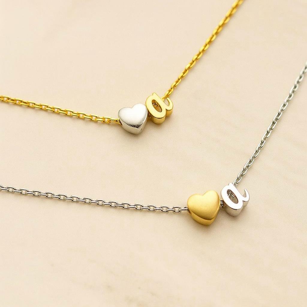Zweifarbige Herz Halskette Silber & Vergoldet Brautjungfer Schmuck von Gemnotic