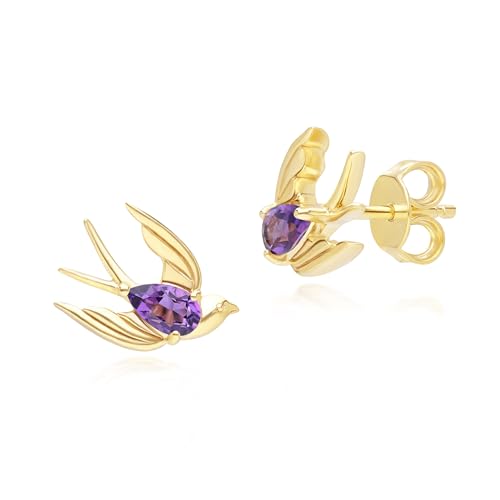 ECFEW™ Creator Amethyst Kolibri Ohrstecker in vergoldetem Sterlingsilber von Gemondo