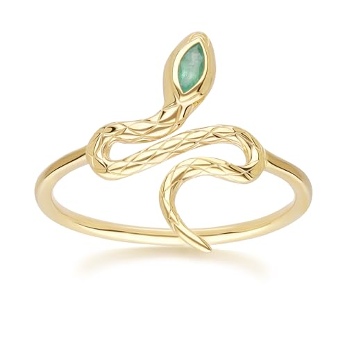 ECFEW™ Smaragd-Schlangenring aus 9 Karat Gelbgold Größe: 54 von Gemondo
