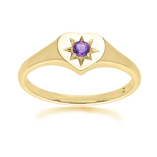 ECFEW™ "The Liberator" Amethyst-Herzring in 9 Karat Gelbgold, Edelstein, Amethyst von Gemondo