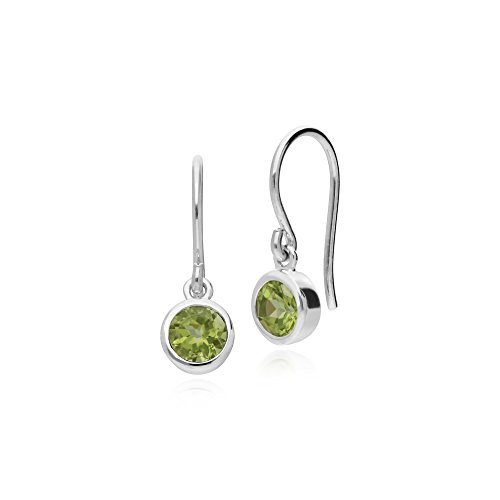 Essential Runde Peridot-Tropfenohrringe in Zargenfassung aus 925er Sterlingsilber von Gemondo