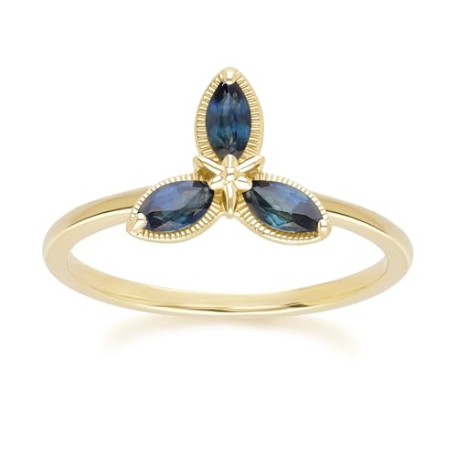 Floraler Marquise-Saphirring in 9 Karat Gelbgold Größe: 54 Floraler Marquise-Saphirring in 9 Karat Gelbgold Größe: 54 von Gemondo