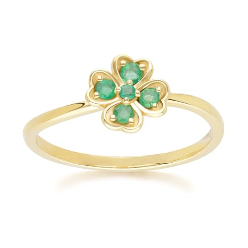 Gardenia Runder Smaragd-Kleering in 9 Karat Gelbgold Größe: 57 von Gemondo