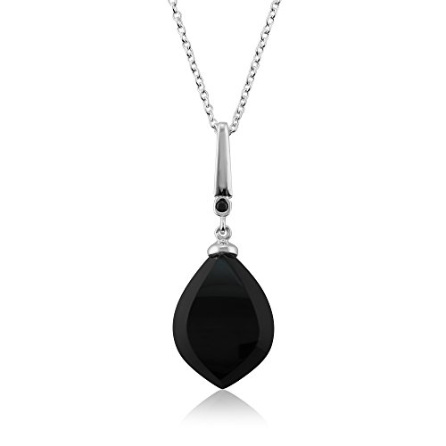 Gemondo Anhänger im Art-Deco-Stil aus schwarzem Onyx-Cabochon und schwarzem Spinell, 925er Sterlingsilber Gemondo Anhänger im Art-Deco-Stil aus schwarzem Onyx-Cabochon und schwarzem Spinell, 925er Sterlingsilber von Gemondo