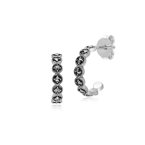 Gemondo Damen 925 Sterling Silber Markasit Herz Halb Creole Ohrstecker von Gemondo