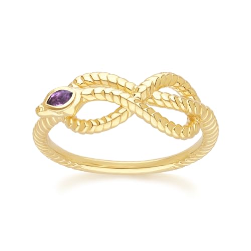 Gemondo ECFEW™ Amethyst-Schlangenring aus vergoldetem Sterlingsilber Größe: 57 von Gemondo