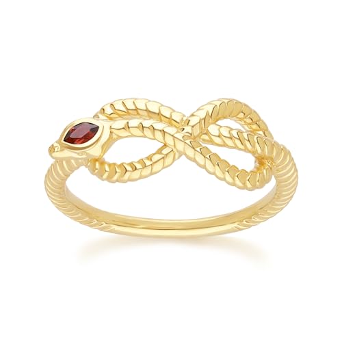 Gemondo ECFEW™ Granat-Schlangenring aus vergoldetem Sterlingsilber Größe: 54 von Gemondo