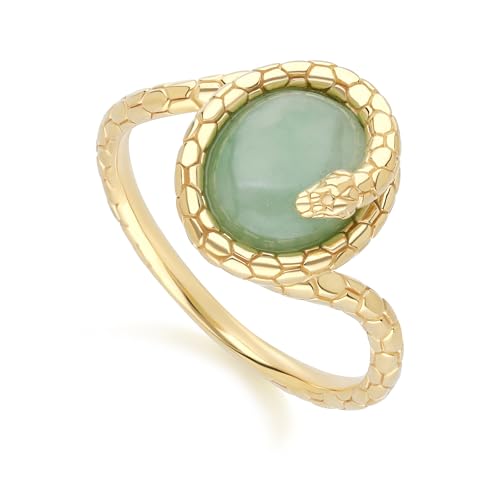 Gemondo ECFEW™ JADE-RING MIT SCHLANGENFORM AUS VERGOLDETEM STERLINGSILBER Größe: 55 von Gemondo