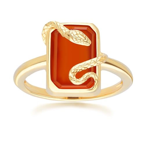 Gemondo Grand Deco Schlangenwickelring mit Karneol aus vergoldetem Sterlingsilber Größe: 52 von Gemondo