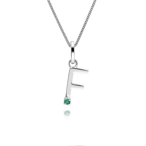 Gemondo Halskette mit Smaragd-Charm-Anhänger „F“ in Weißgold 9 Karat von Gemondo