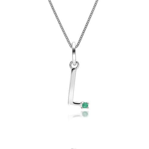 Gemondo Halskette mit Smaragd-Charm-Anhänger „L“ in Weißgold 9 Karat von Gemondo